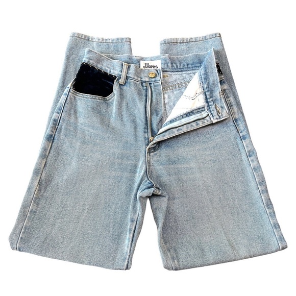 Vintage JL Harris High Rise Light Wash Velvet Trim 90s Tapered Mom Jeans Size 8 - Picture 9 of 12